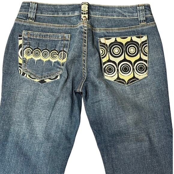 Rare NWT Vintage Coogi 29"W 31"L Low-Rise Flare Jeans Y2K Geometric Embroidery - Picture 2 of 16